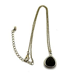 Antique Gold Chain Brown Tear Drop Pendant Necklace